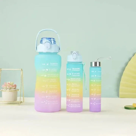 3Pcs Multi Color Water Bottle Set with Straw HaveLock Shop