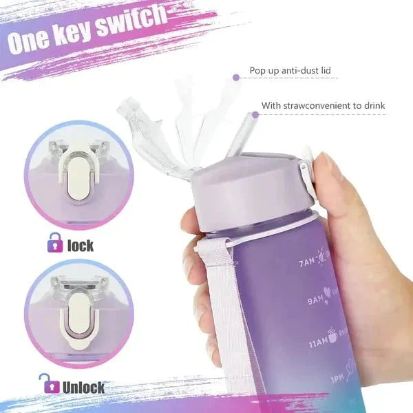 3Pcs Multi Color Water Bottle Set with Straw โ Portable Drink Bottles HaveLock Shop