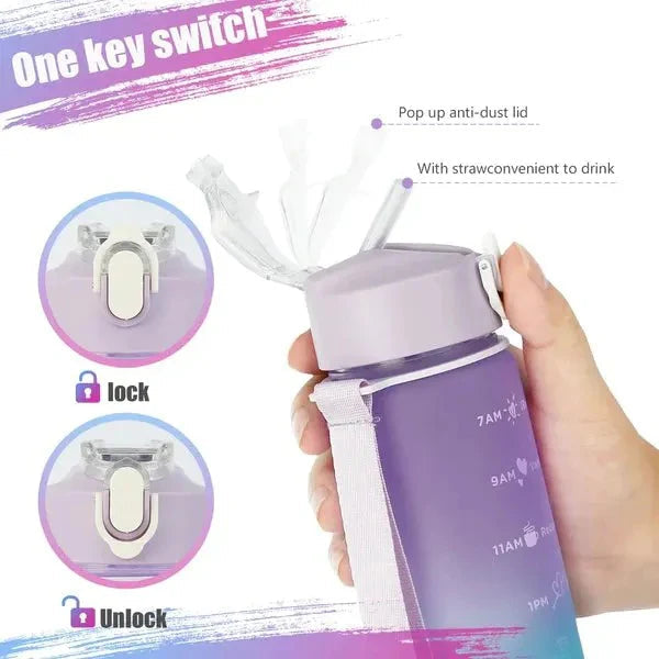 3Pcs Multi Color Water Bottle Set with Straw HaveLock Shop
