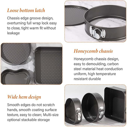 CAKE PAN SET 3PCS HEART, SQUARE, ROUND