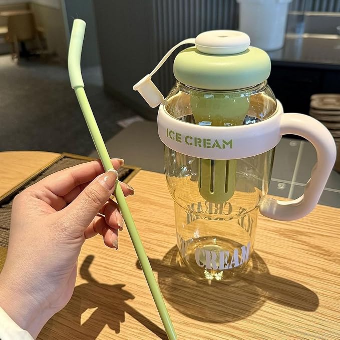 1200ml IceCream Tumbler Bottle with Handle and Straw HaveLock Shop