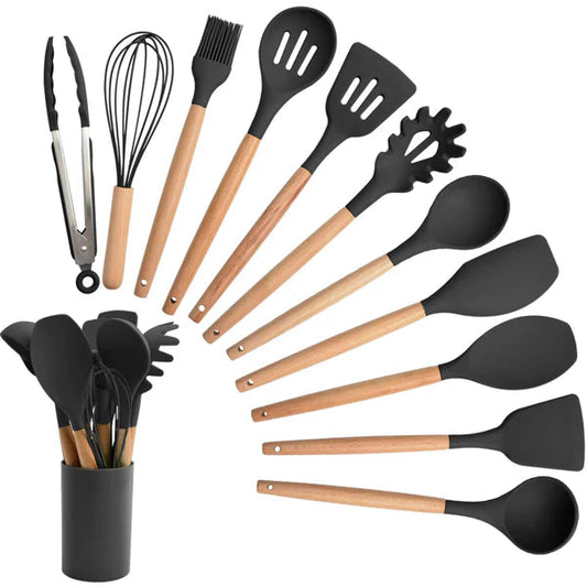 12pcs Silicone Utensil Set With Wooden Handle HaveLock Shop