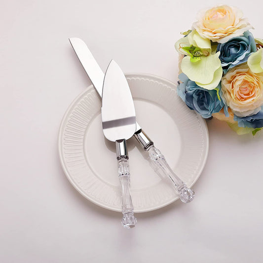 Crystal Acrylic Handle Wedding Cake Knife and Cake Lifter Server set HaveLock Shop
