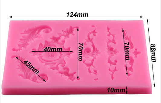 Baroque Feather Crown Corner Silicone Mold Fondant HaveLock Shop