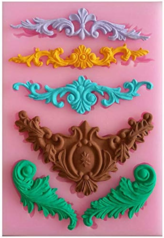 Baroque Feather Crown Corner Silicone Mold Fondant HaveLock Shop