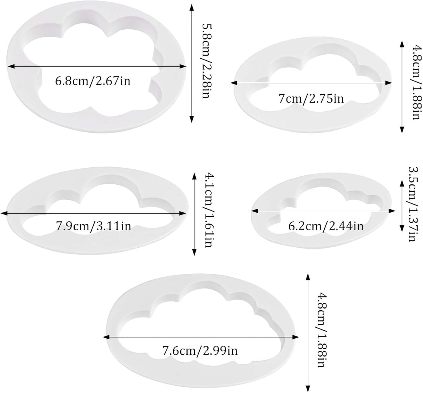 Cloud Fondant & Cookie Cutter 5Pcs Set HaveLock Shop