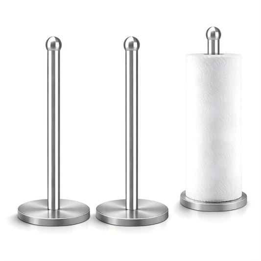 Stainless steel tissue roll holder - anti-slip weighted base for kitchen use