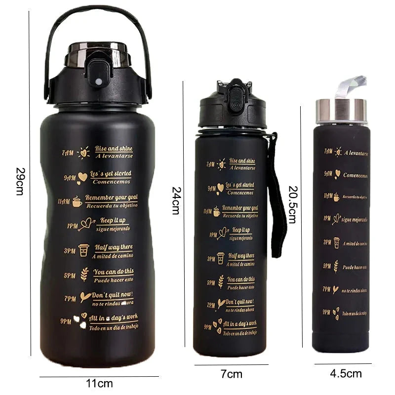 3Pcs Multi Color Water Bottle Set with Straw – Portable Drink Bottles HaveLock Shop