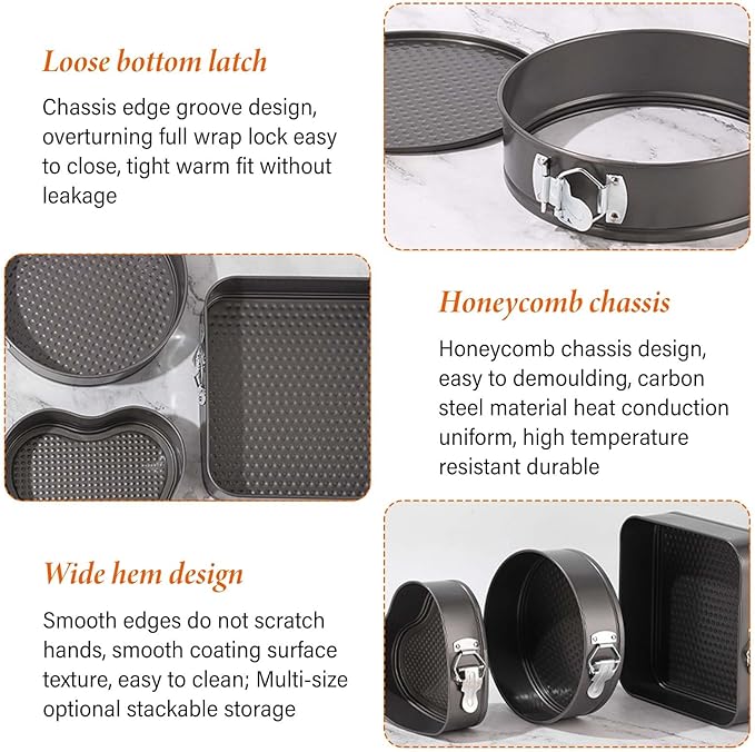 CAKE PAN SET 3PCS HEART, SQUARE, ROUND