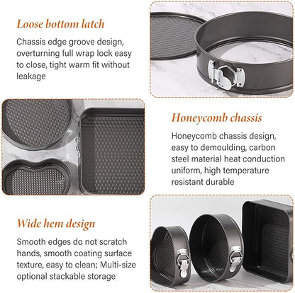 CAKE PAN SET 3PCS HEART, SQUARE, ROUND