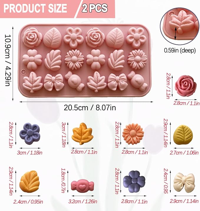 Flower & Bow 18 Cavity Silicone Chocolate Molds | Havelockshop