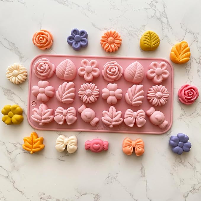 Flower & Bow 18 Cavity Silicone Chocolate Molds | Havelockshop