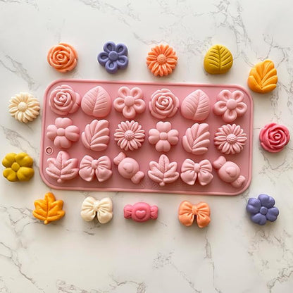 Flower & Bow 18 Cavity Silicone Chocolate Molds | Havelockshop