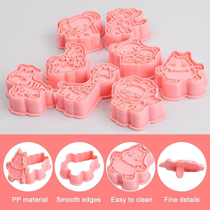 8 Pcs Animal Cookie Cutters & Stamps for Biscuits | Havelockshop