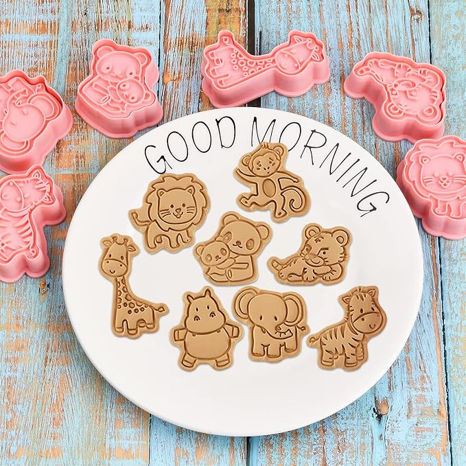 8 Pcs Animal Cookie Cutters & Stamps for Biscuits | Havelockshop