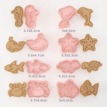 8 Pcs Sea Animal Cookie Cutter Set 3D Ocean Shapes | Havelockshop