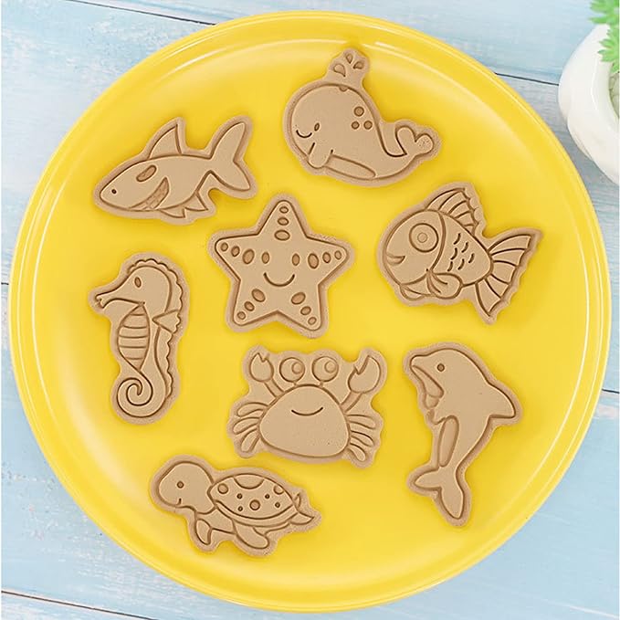8 Pcs Sea Animal Cookie Cutter Set 3D Ocean Shapes | Havelockshop