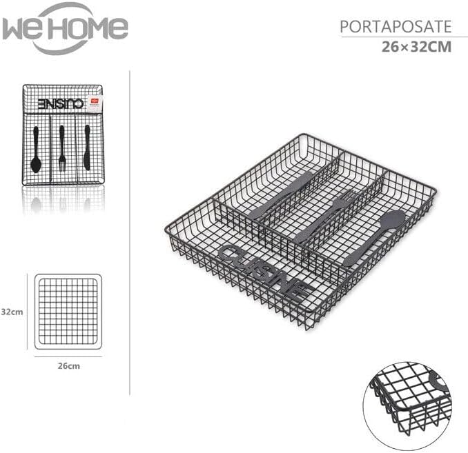 Kitchen drawer cutlery organizer tray with 4 compartments for utensil storage