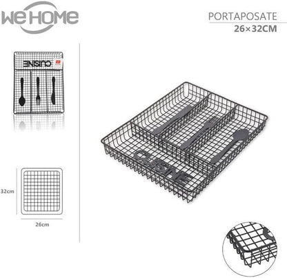 Kitchen drawer cutlery organizer tray with 4 compartments for utensil storage