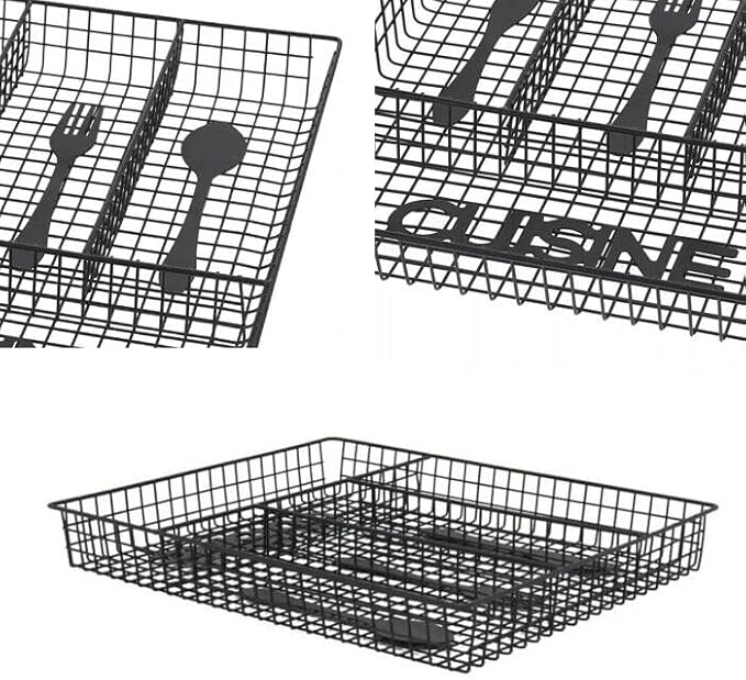 Kitchen drawer cutlery organizer tray with 4 compartments for utensil storage