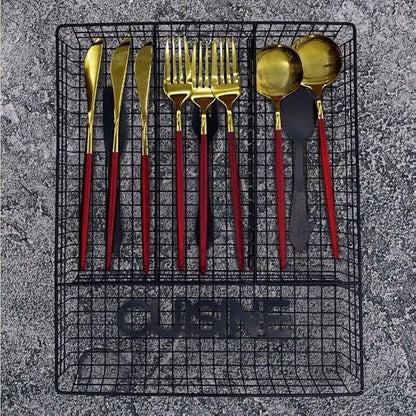 Kitchen drawer cutlery organizer tray with 4 compartments for utensil storage