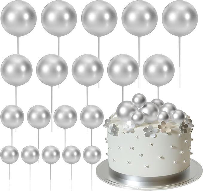 Artificial Silver Faux Ball Topper 20Pcs Set HaveLock Shop