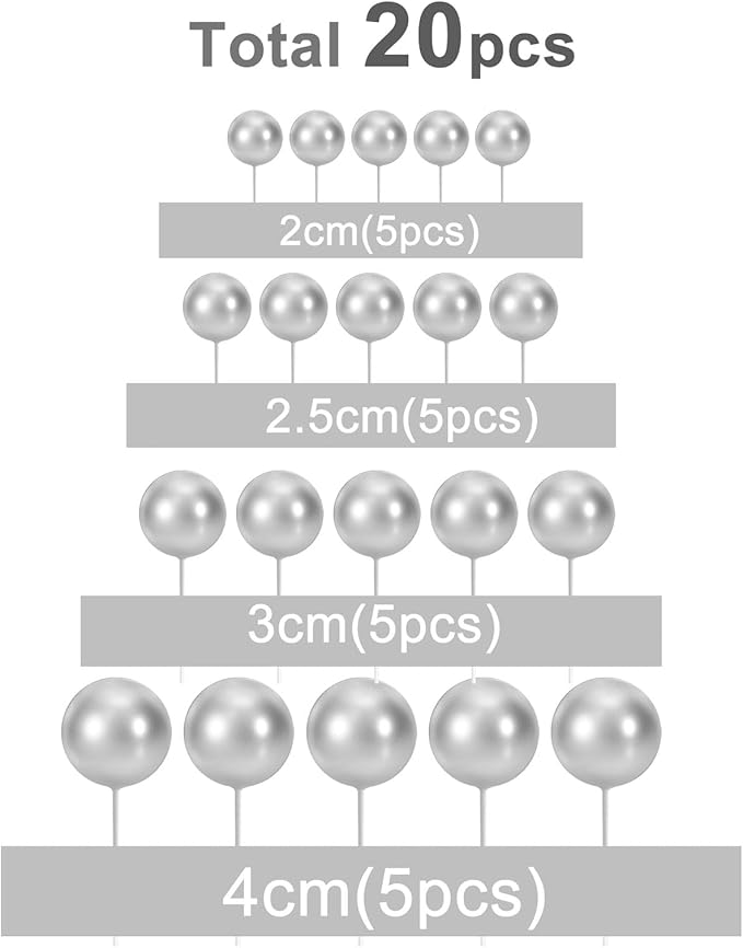 Artificial Silver Faux Ball Topper 20Pcs Set HaveLock Shop