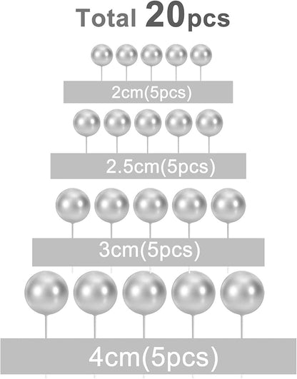 Artificial Silver Faux Ball Topper 20Pcs Set HaveLock Shop