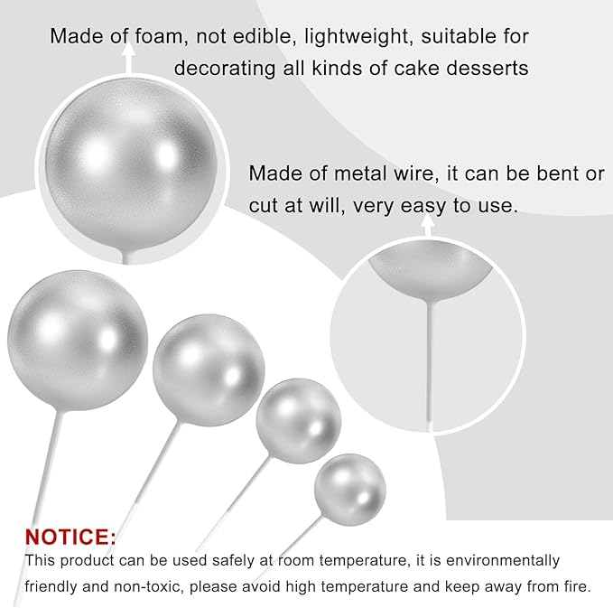 Artificial Silver Faux Ball Topper 20Pcs Set HaveLock Shop