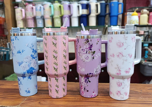 Cute Floral Tumbler with Straw 40oz HaveLock Shop