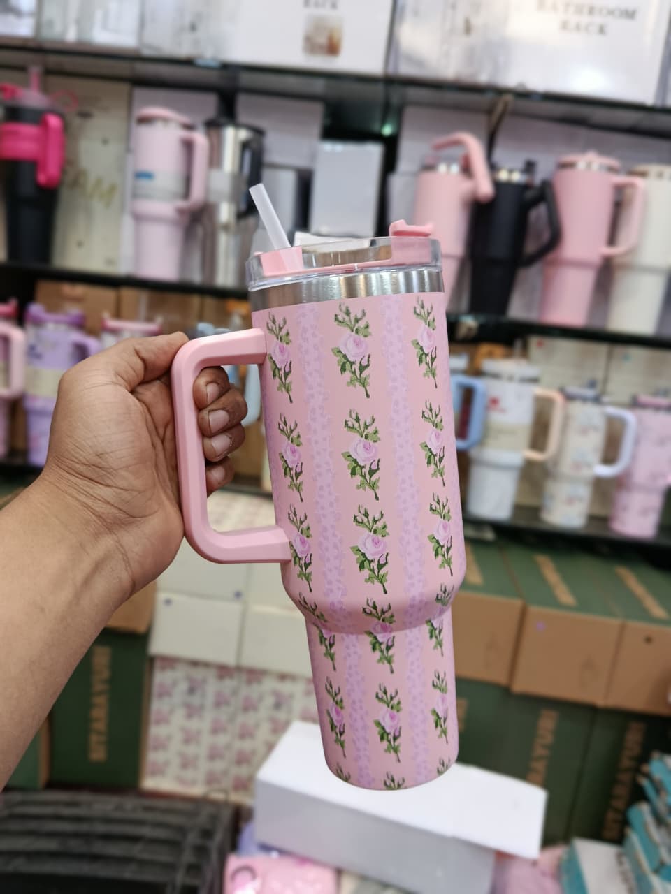 Cute Floral Tumbler with Straw 40oz HaveLock Shop