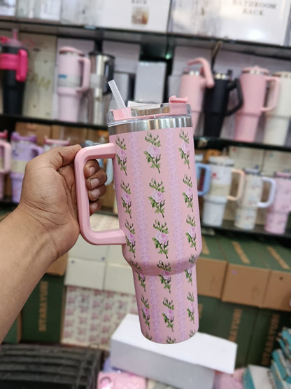 Cute Floral Tumbler with Straw 40oz HaveLock Shop