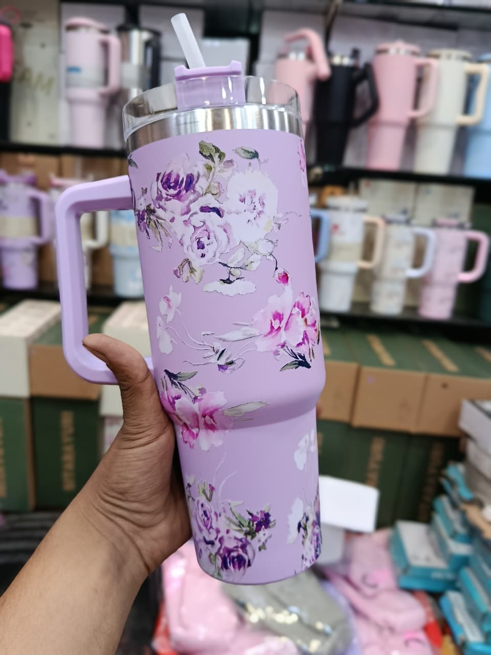 Cute Floral Tumbler with Straw 40oz HaveLock Shop