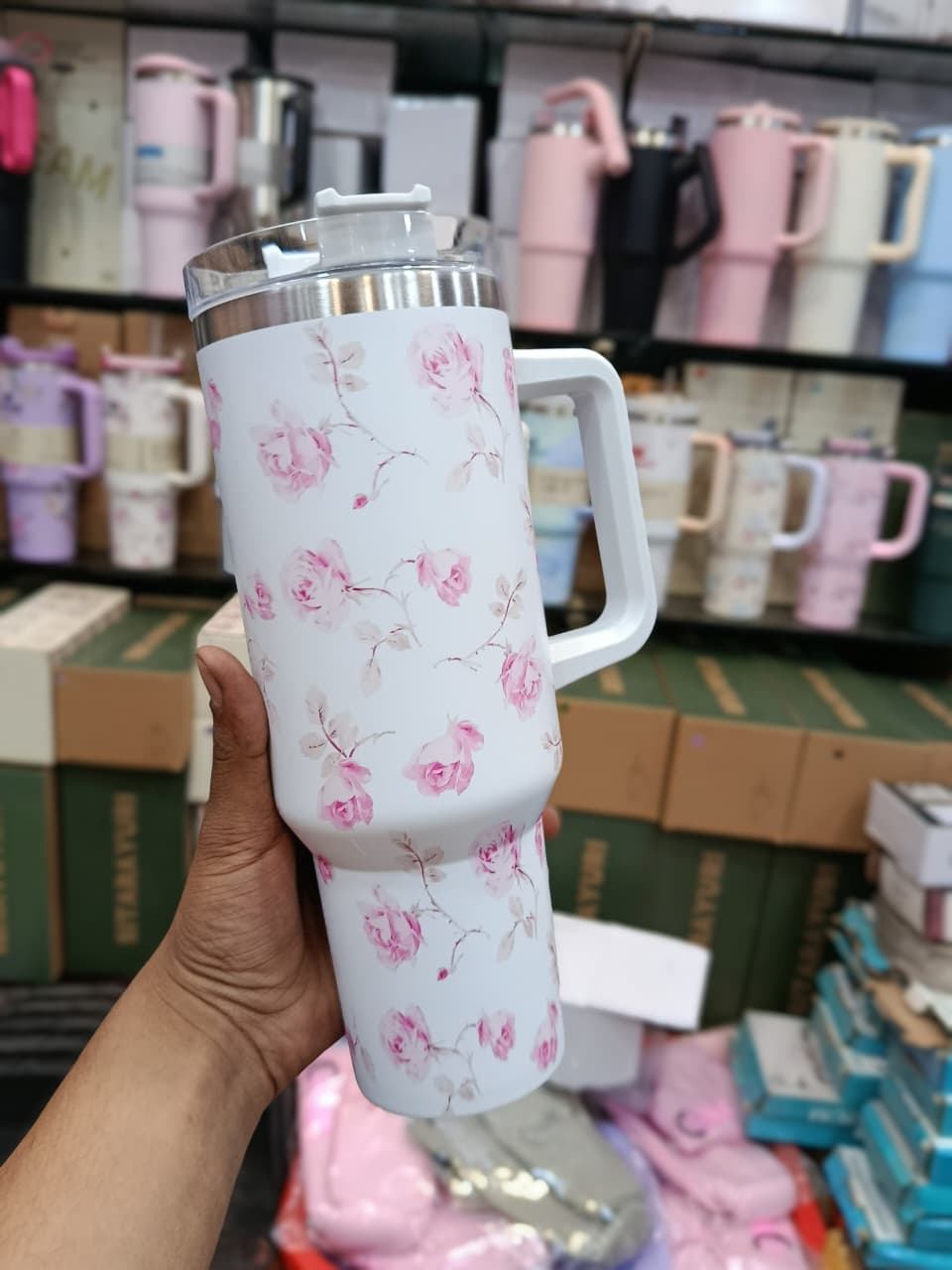 Cute Floral Tumbler with Straw 40oz HaveLock Shop