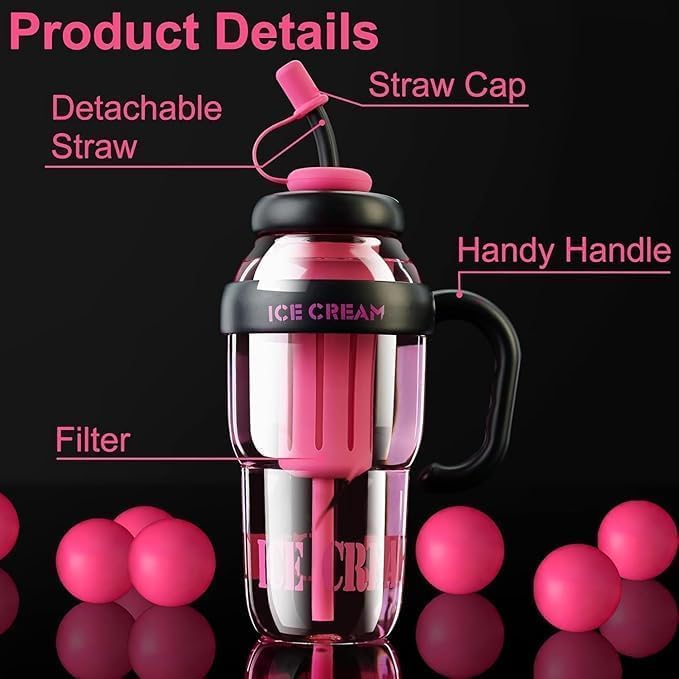 1200ml IceCream Tumbler Bottle with Handle and Straw HaveLock Shop