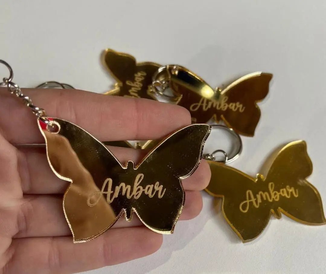 Custom Golden Acrylic Butterfly Keychain: A Personal Touch - HaveLock Shop
