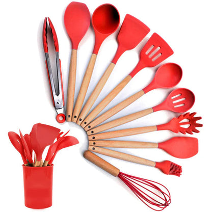 12pcs Silicone Utensil Set With Wooden Handle HaveLock Shop