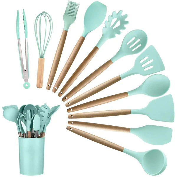 12pcs Silicone Utensil Set With Wooden Handle HaveLock Shop