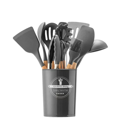 12pcs Silicone Utensil Set With Wooden Handle HaveLock Shop