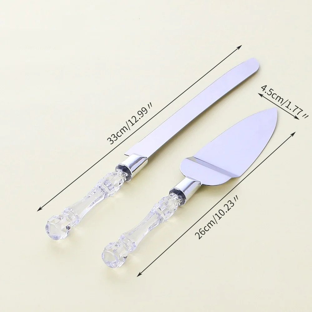 Crystal Acrylic Handle Wedding Cake Knife and Cake Lifter Server set HaveLock Shop