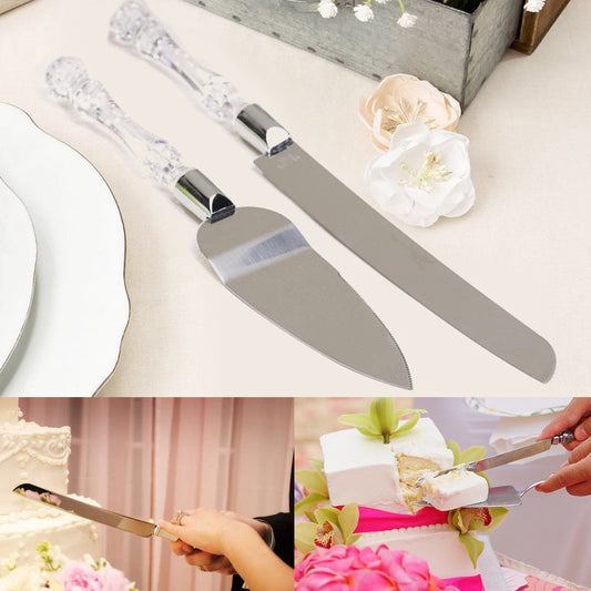 Crystal Acrylic Handle Wedding Cake Knife and Cake Lifter Server set HaveLock Shop