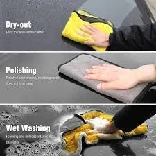 Microfiber Cleaning cloth / towel – Gray and Yellow Color Microfiber Cloth for car, bike, kitchen and home cleaning Purpose HaveLock Shop