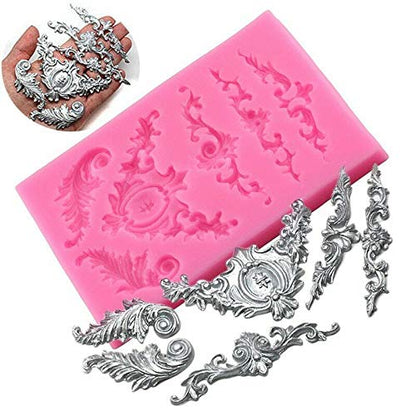 Baroque Feather Crown Corner Silicone Mold Fondant Gumpaste Silicone Mold for Fondant Gum Paste Chocolate Crafts - HaveLock Shop