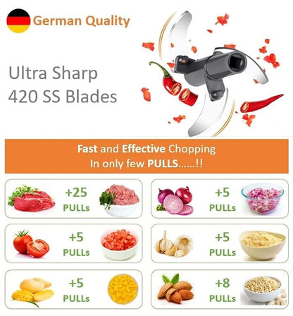 EOTIA Food Processor Manual Shredder Vegetable HAND Cutter Chopper 3 Blades - Rassi Chopperr