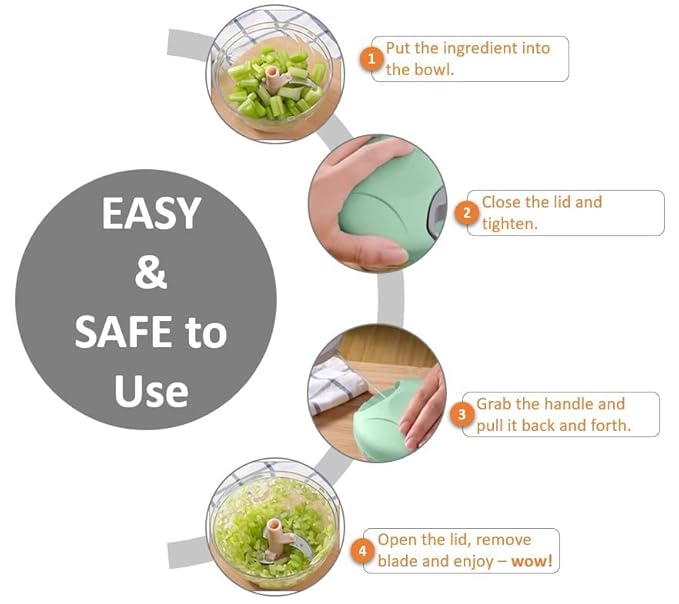 EOTIA Food Processor Manual Shredder Vegetable HAND Cutter Chopper 3 Blades - Rassi Chopperr