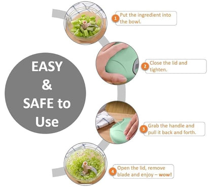 EOTIA Food Processor Manual Shredder Vegetable HAND Cutter Chopper 3 Blades - Rassi Chopperr