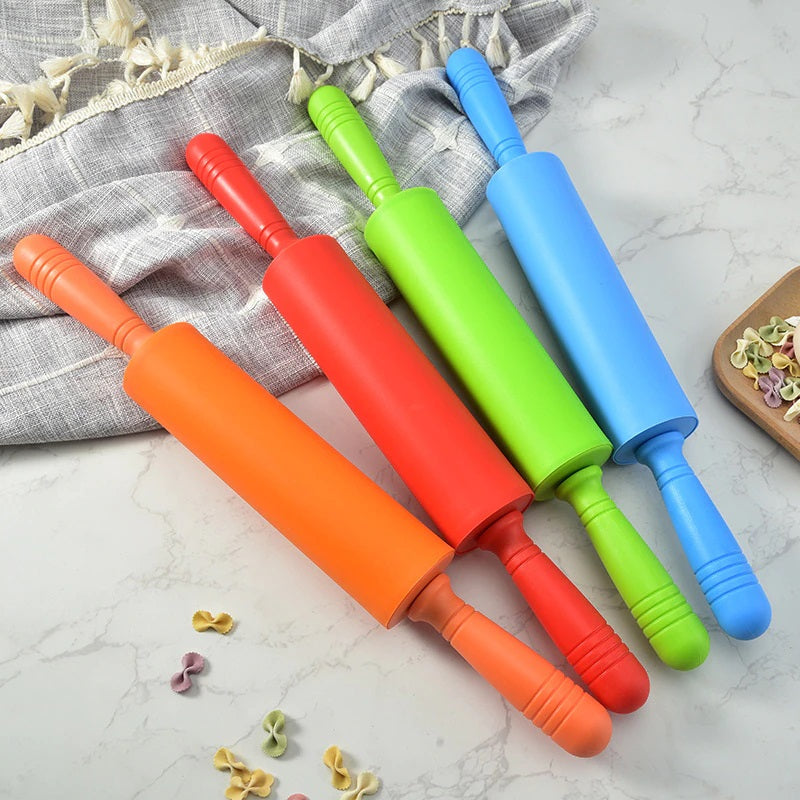30 cm Non-stick Colorful Silicone Pastry Dough Rolling Pin With Plastic Handle for Baking - HaveLock Shop