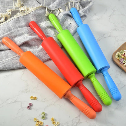 30 cm Non-stick Colorful Silicone Pastry Dough Rolling Pin With Plastic Handle for Baking - HaveLock Shop