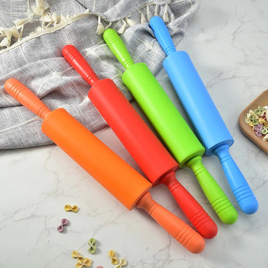 30 cm Non-stick Colorful Silicone Pastry Dough Rolling Pin With Plastic Handle for Baking - HaveLock Shop