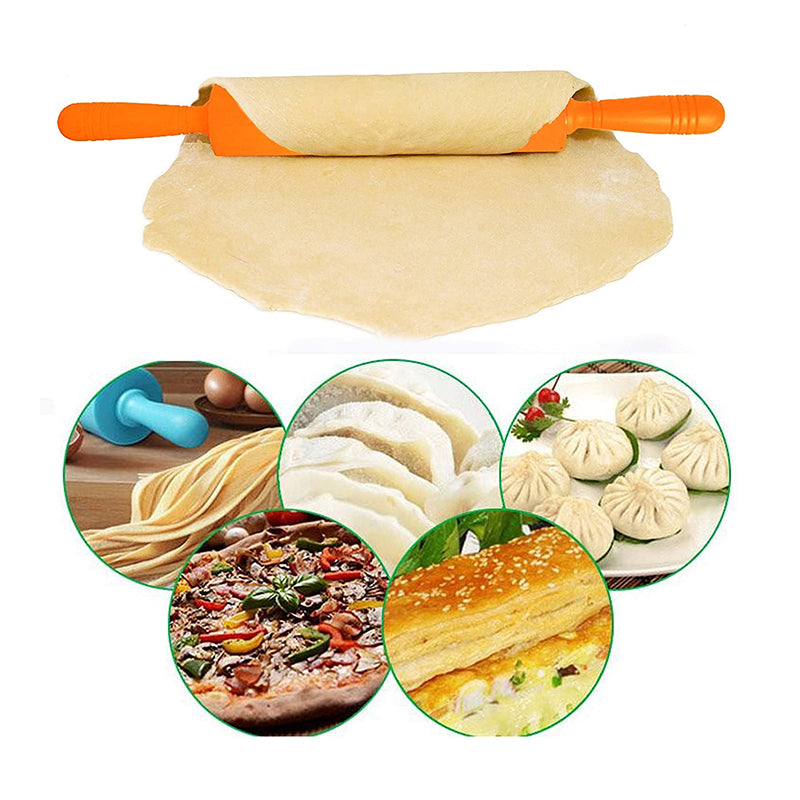 30 cm Non-stick Colorful Silicone Pastry Dough Rolling Pin With Plastic Handle for Baking - HaveLock Shop